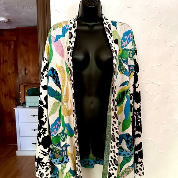 Anthropologie Maeve Savannah Contrast Open Cardigan Size Large - Picture 15 of 16
